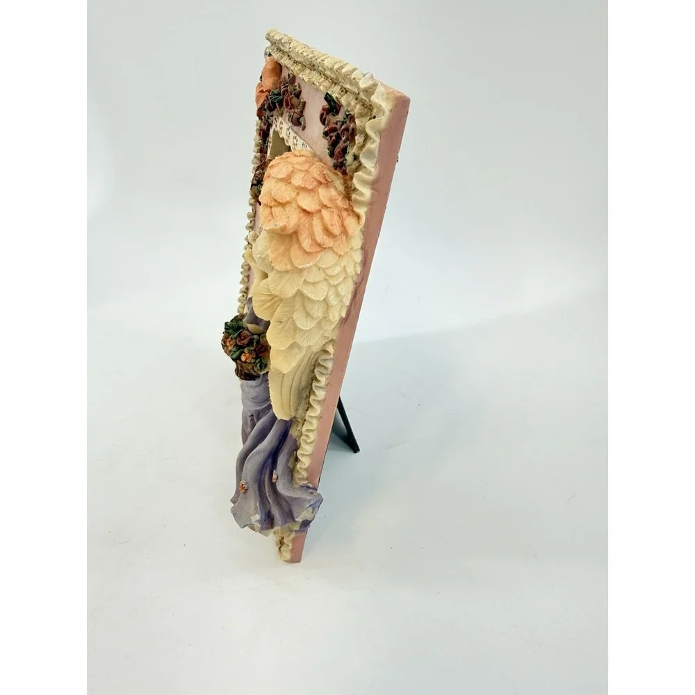 Angel-Themed Resin Picture Frame With Rose & Dove Details